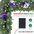 thumbnail image 2 of Nalone 9FT Pre-Decorated Christmas Garland with Lights, Battery Operated Outdoor Christmas Garland for Mantel, 180 Frosted Multi Tips Pine Needles, Timer Christmas Decorations for Table (Purple), 2 of 7