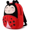 thumbnail image 3 of Mochila pequeña para niños y niñas, mini mochila pequeña de dibujos animados de animales de felpa suave y linda para niños de 2 a 6 años (mariquita), 3 of 5