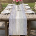 thumbnail image 4 of Purple Grey Table Runner 72 Inches, Farmhouse Gray Barn Wooden Vintage Striped Bed Runner Dresser Scarves Tabletop for Indoor Outdoor Parties/Ceremony/Banquet, 18" x 72", 4 of 9