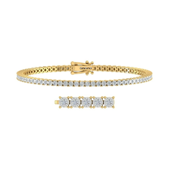 0.88 Carat Diamond Tennis Bracelet in 18K Yellow Gold over Sterling Silver (7.5 Inch)