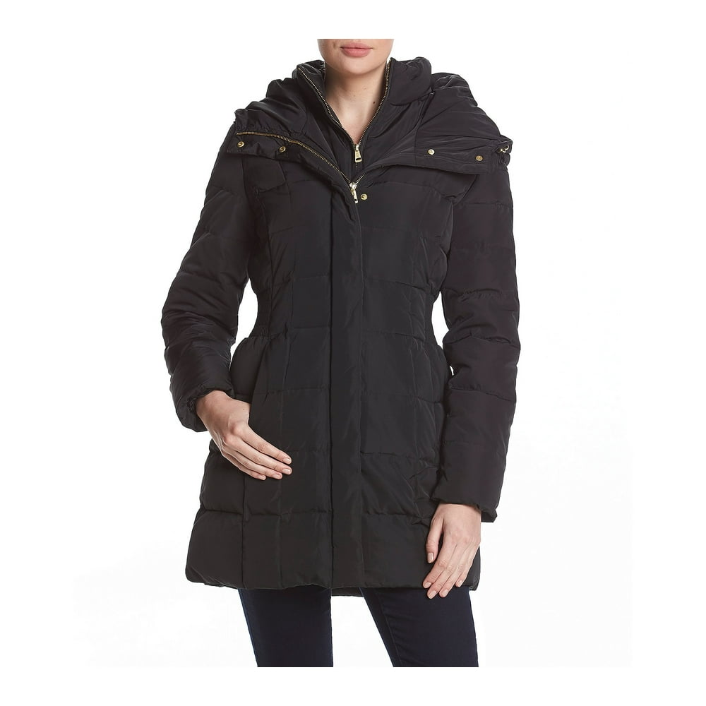 Cole Haan Womens Coat Down Bib Front FullZip Hooded XS