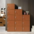 thumbnail image 5 of Hodedah 3 Shelf 3 Door Multi-Purpose Wooden Bookcase in Cherry Finish, 5 of 5