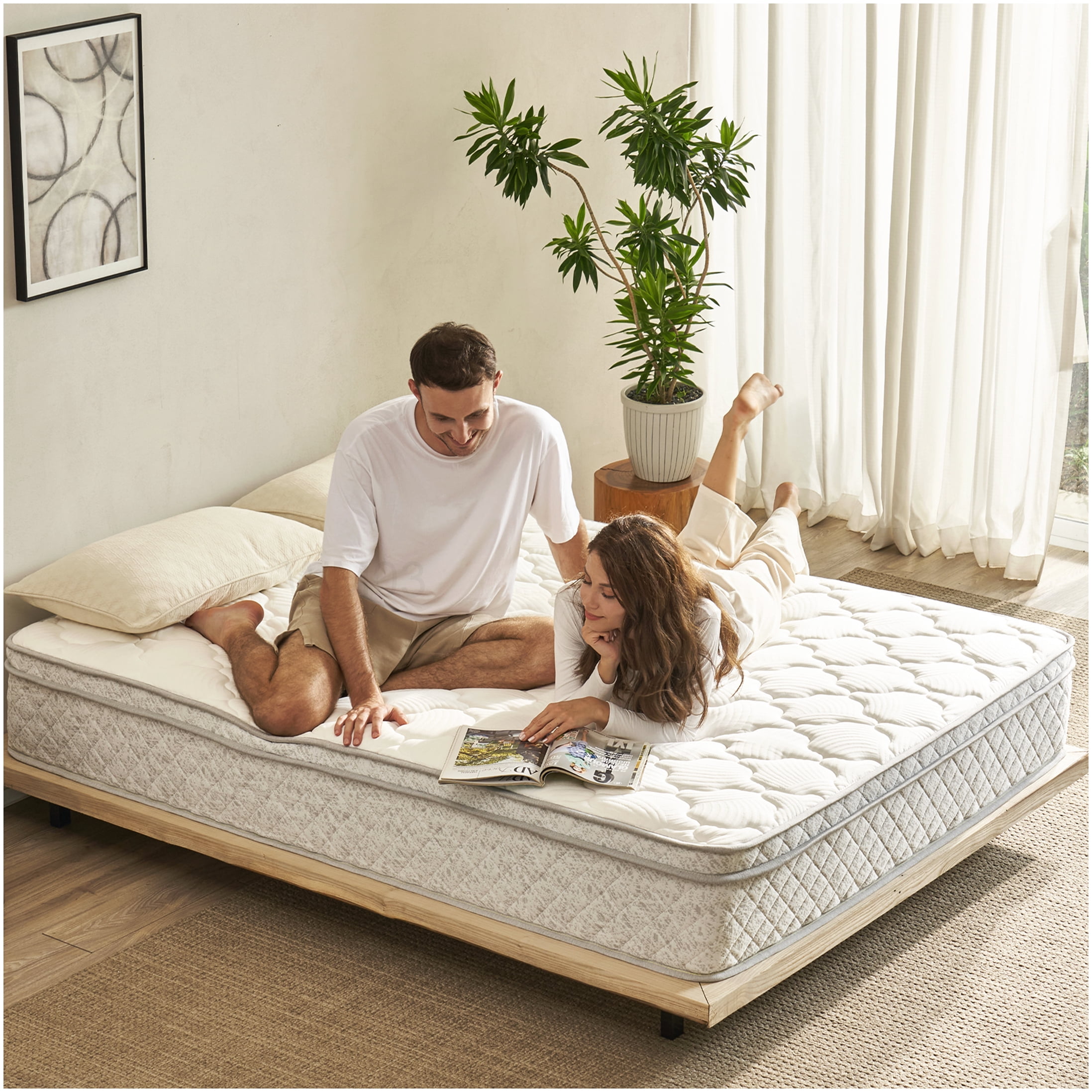 CHAMPFLAG King Size 12 Inch Cooling Gel Memory Foam Mattress, Hybrid Pocket Spring for Support, Motion Isolation, CertiPUR-US Certified