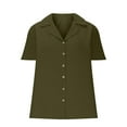 thumbnail image 5 of Atogsazn Women's Plus Size Shirts Casual Button Down Shirt V Lace Neck Tops Loose Outfit Blouse Clothes Army Green L, 5 of 6
