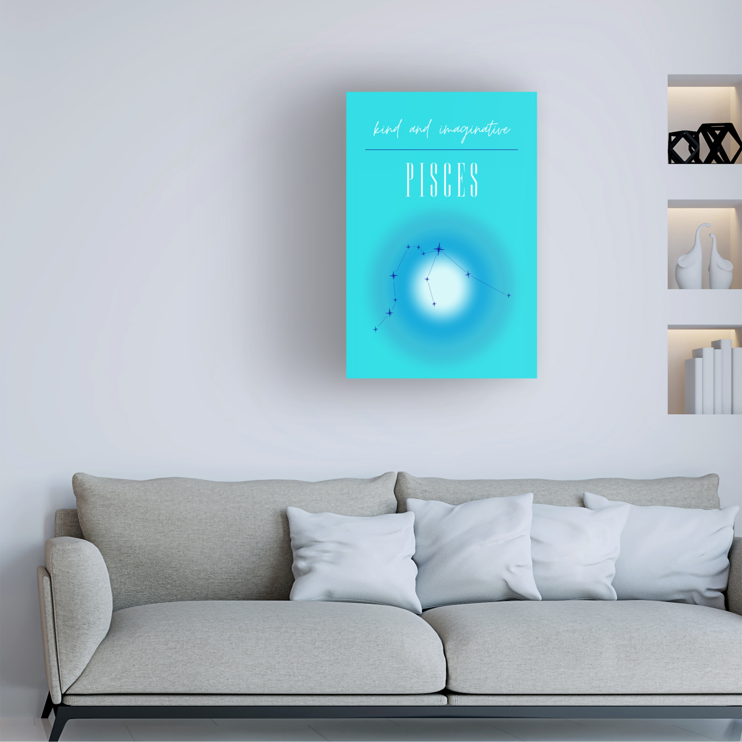 Amelie 'Pisces Zodiac Print Art' Canvas Art