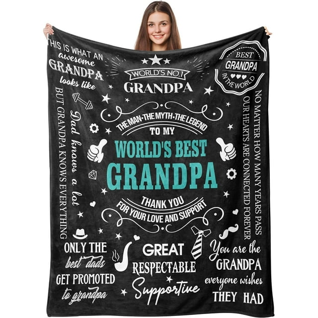 LHSHID Fathers Day Grandpa Gifts Throw Blanket Gifts for Grandpa Grandpa Birthday Gifts Ideas from Grandson Granddaughter Gifts for Grandpa from Grandkids Grandfather Gifts for Fathers Day 30x40in