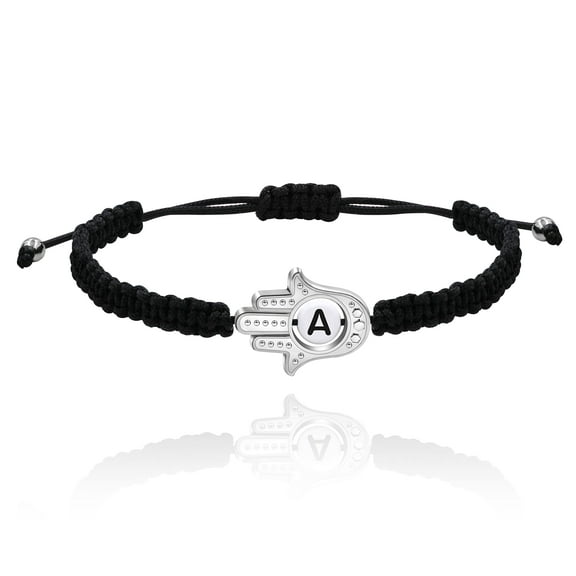 Letter A Hand of Fatima Bracelet Hamsa Hand Evil Eye Lucky Charm Protection Bracelet for Women Adjustable Y3791-A