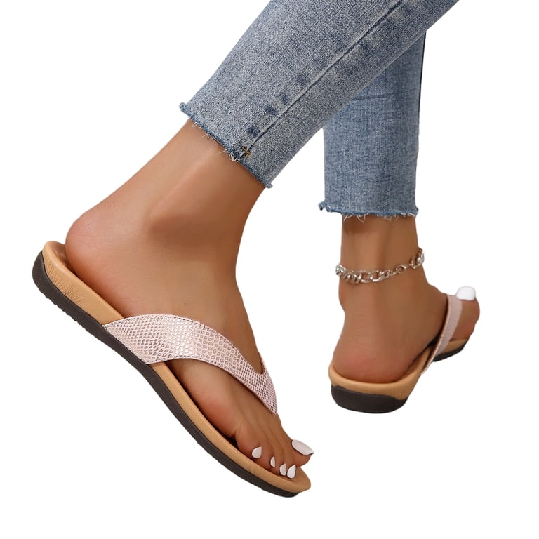 Leather Flip Flops for Women Thong Sandals with Arch Support  display picture 1