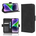 thumbnail image 1 of For Iphone 15 Plus Skin Feel Calf Texture Card Slots Leather Phone Case(Black), 1 of 7