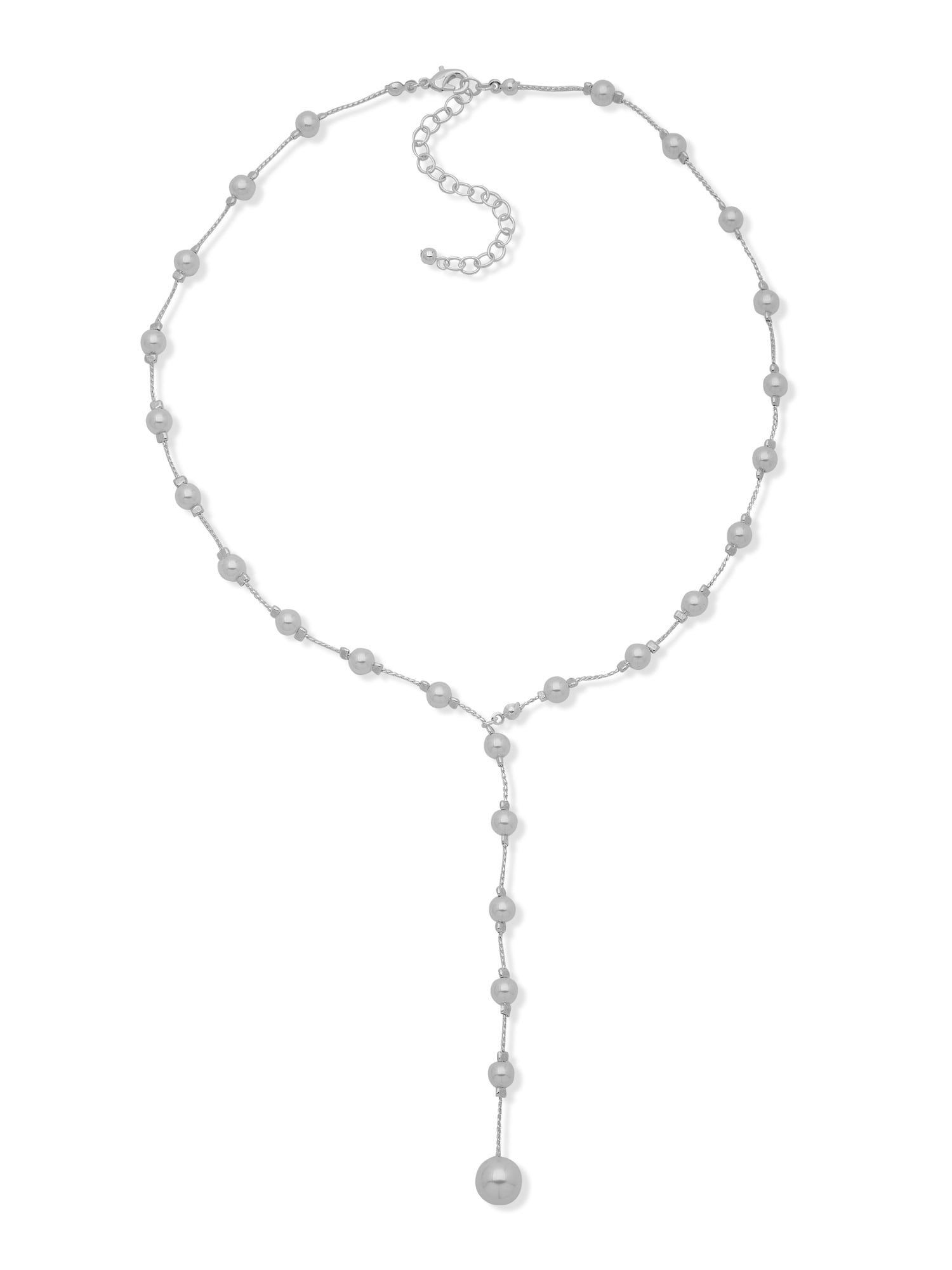 You're Invited Women's Silver Tone Pearl Drop Y Necklace, 18'