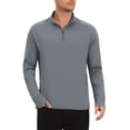 thumbnail image 5 of INSPIRE CHIC Men's 1/4 Pullover Zip Long Sleeve Sun Protection Athletic T-Shirts M Dark Gray, 5 of 6