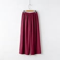 thumbnail image 3 of WULMLEO Women's Linen Wide Leg Pants Casual Summer Bottoms with Drawstring Wine L, 3 of 3