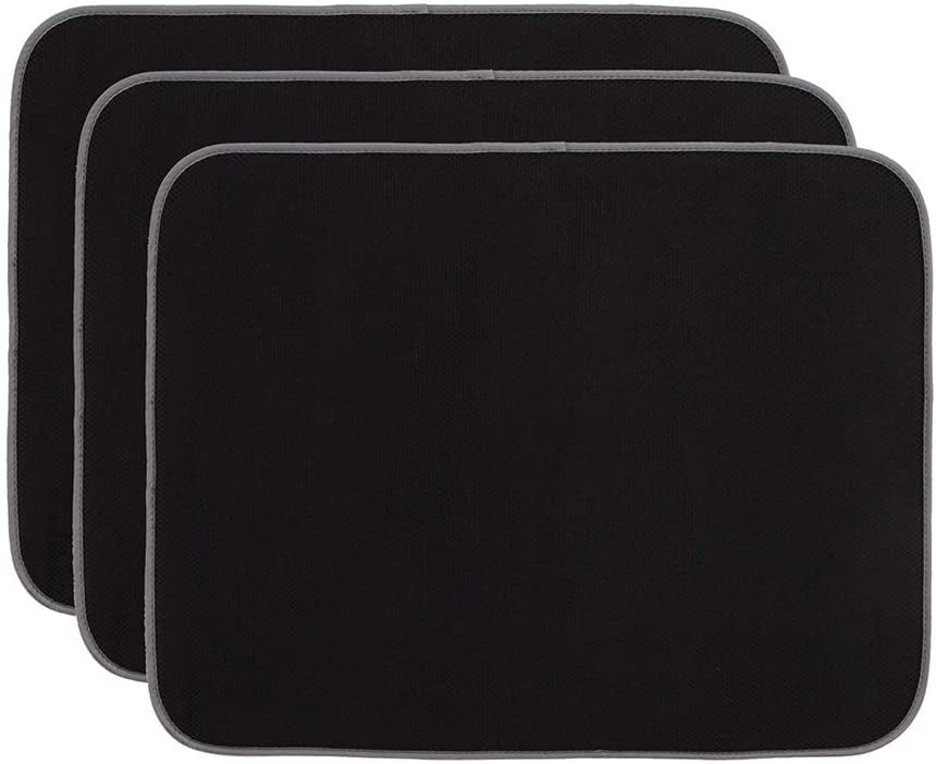 Envision Home 432801 18 24-inch Microfiber Dish Drying Mat X-large Black XL for sale online 
