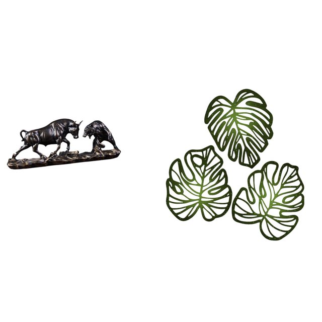 Figura de lucha, estatua de escritorio, hojas de palma, placa de pared, decoración de pared de madera, adorno de resina adecuado para el hogar, la ofi