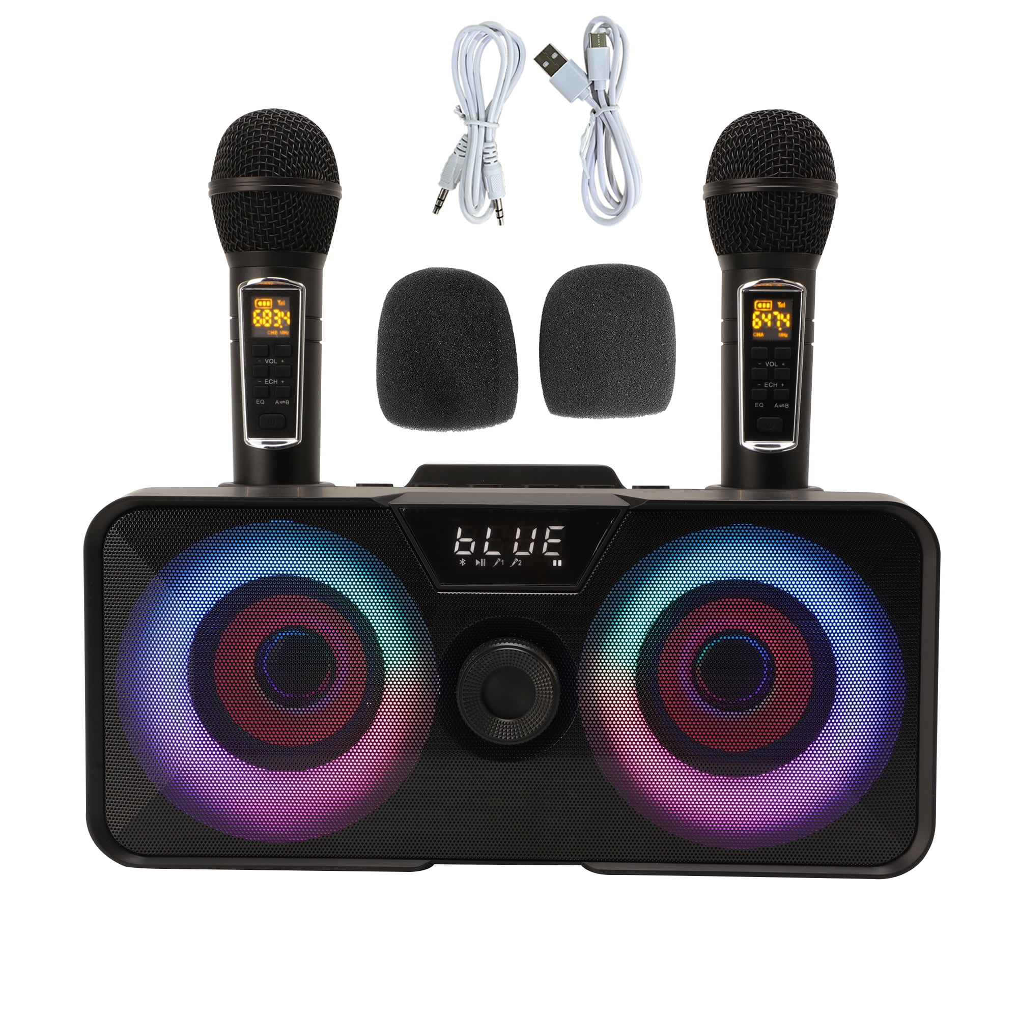 MASINGO Professional Karaoke Machine with 2 Cordless Mics