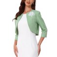 thumbnail image 4 of INSPIRE CHIC Women's Formal Bolero for Evening Dresses Half Sleeves Open Front Cocktail Shrugs M Light Green, 4 of 6