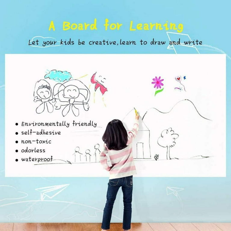 VEELIKE Dry Erase Paper Whiteboard Wallpaper 78.7x17.7 Peel and Stick  Whiteboard Paper for Office Removable Self-Adhesive Glossy White Board