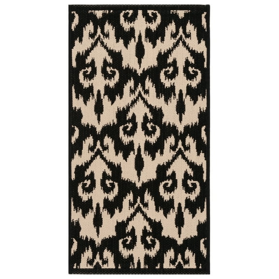 Safavieh Courtyard Millard Geometric Indoor/Outdoor Area Rug, Black/Beige, 2' x 3'7"