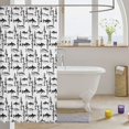 thumbnail image 3 of Manfei Abstract Fish Shower Curtain 72Wx78L, Simple Sea Animal Art Bath Curtain, White Black, 3 of 5