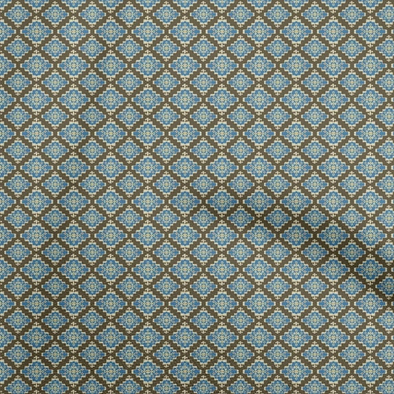 oneOone Silk Tabby Teal Blue Fabric Asian Kilim Sewing Craft Projects Fabric Prints By Yard 42 Inch Wide