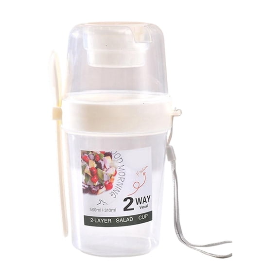 Surpdew 27 oz Portable Breakfast Cups with Fork – Reusable Cereal and Yogurt Containers with Topping Compartment Leakproof Salad Shakers Ideal for Granola, Oatmeal, Overnight Oats & Snacks