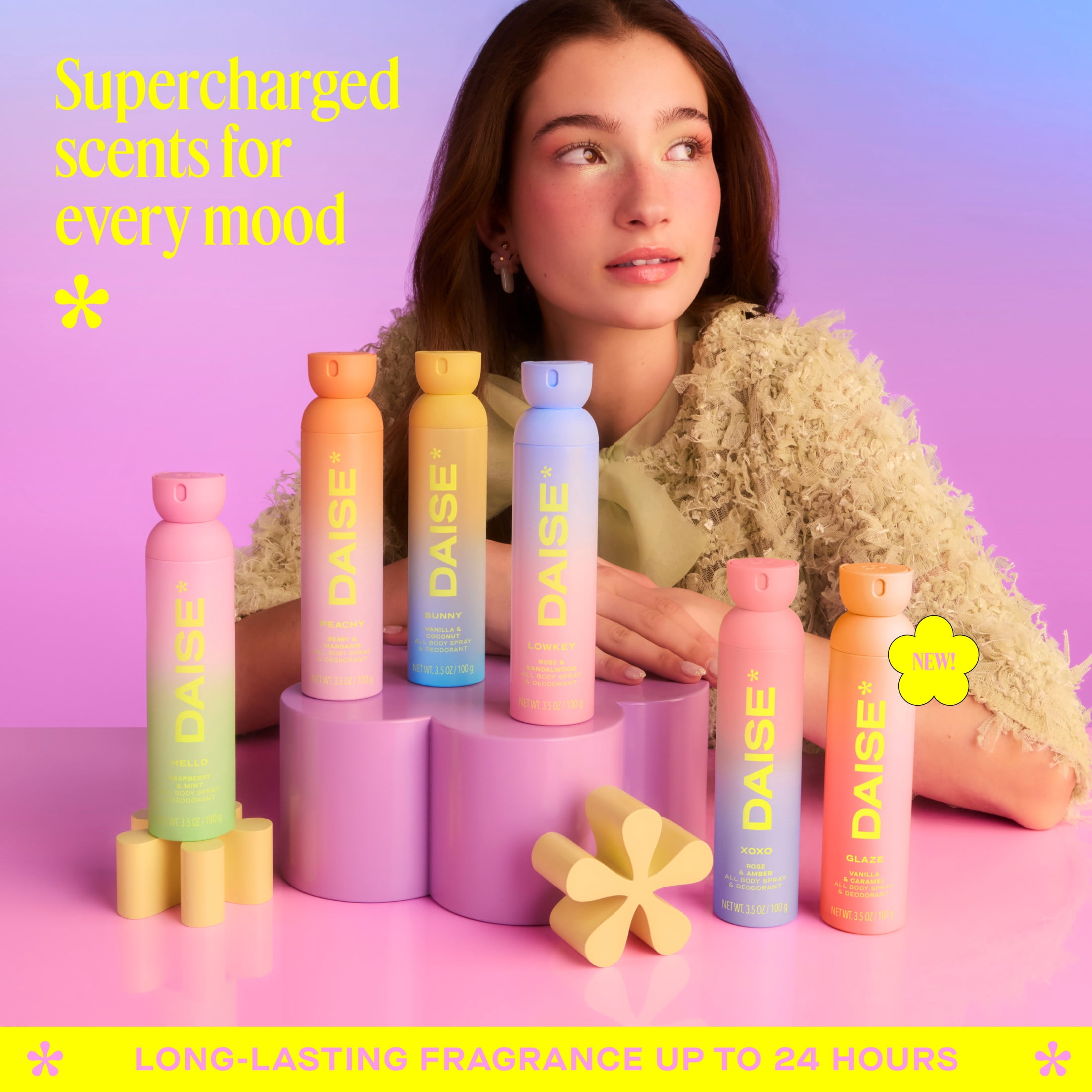 DAISE All Body Spray & Deodorant in Glaze, Vanilla & Caramel for 24hr Freshness, 3.5 oz / 100 g