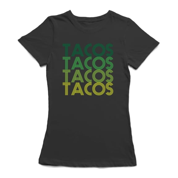 Tacos Cool Mexican Food Women Black T-Shirt, Female x-Large