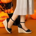 thumbnail image 2 of De mujer Alpargatas Plataforma Correa en el tobillo Tacón de cuña Sandalias Negro 37, 2 of 5