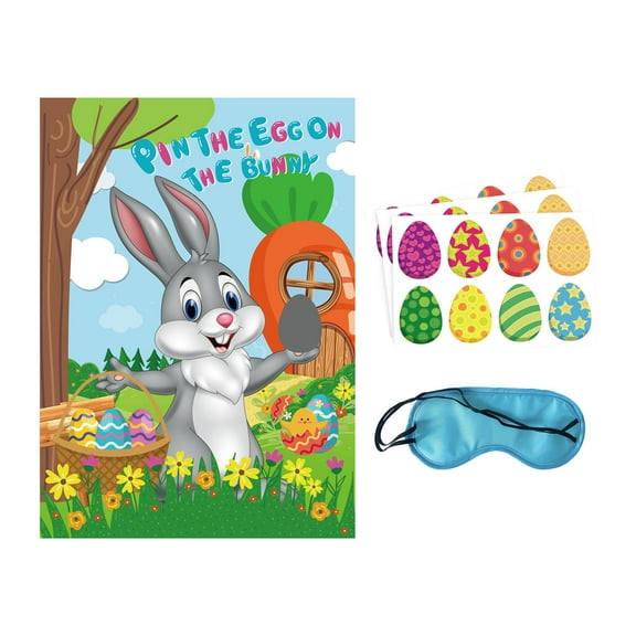 HOMYL Pin The Egg on The Bunny Game Easter Game Parties Supplies Kids and Family