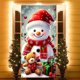 thumbnail image 1 of 180x90cmChristmas High-end Santa Claus Snowman Reindeer Polyester Material Decoration Door Curtain Hanging Decoration, 1 of 4
