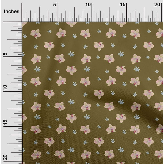 oneOone Cotton Poplin Fabric Orchid Floral Printed Craft Fabric BTY 56 Inches Wide
