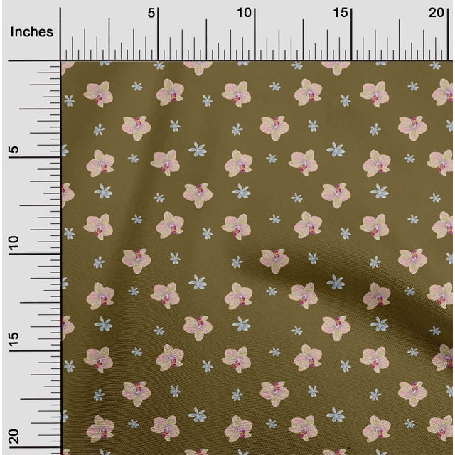 oneOone Polyester Lycra Fabric Orchid Floral Decor Fabric Printed BTY 56 Inches Wide