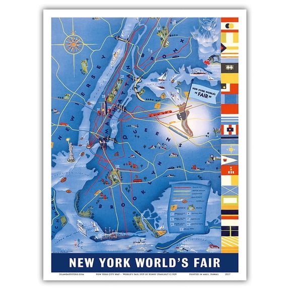 1939 New York World’s Fair City Map - Vintage Pictorial Map by Henry Stahlhut - Master Art Print (Unframed) 9in x 12in