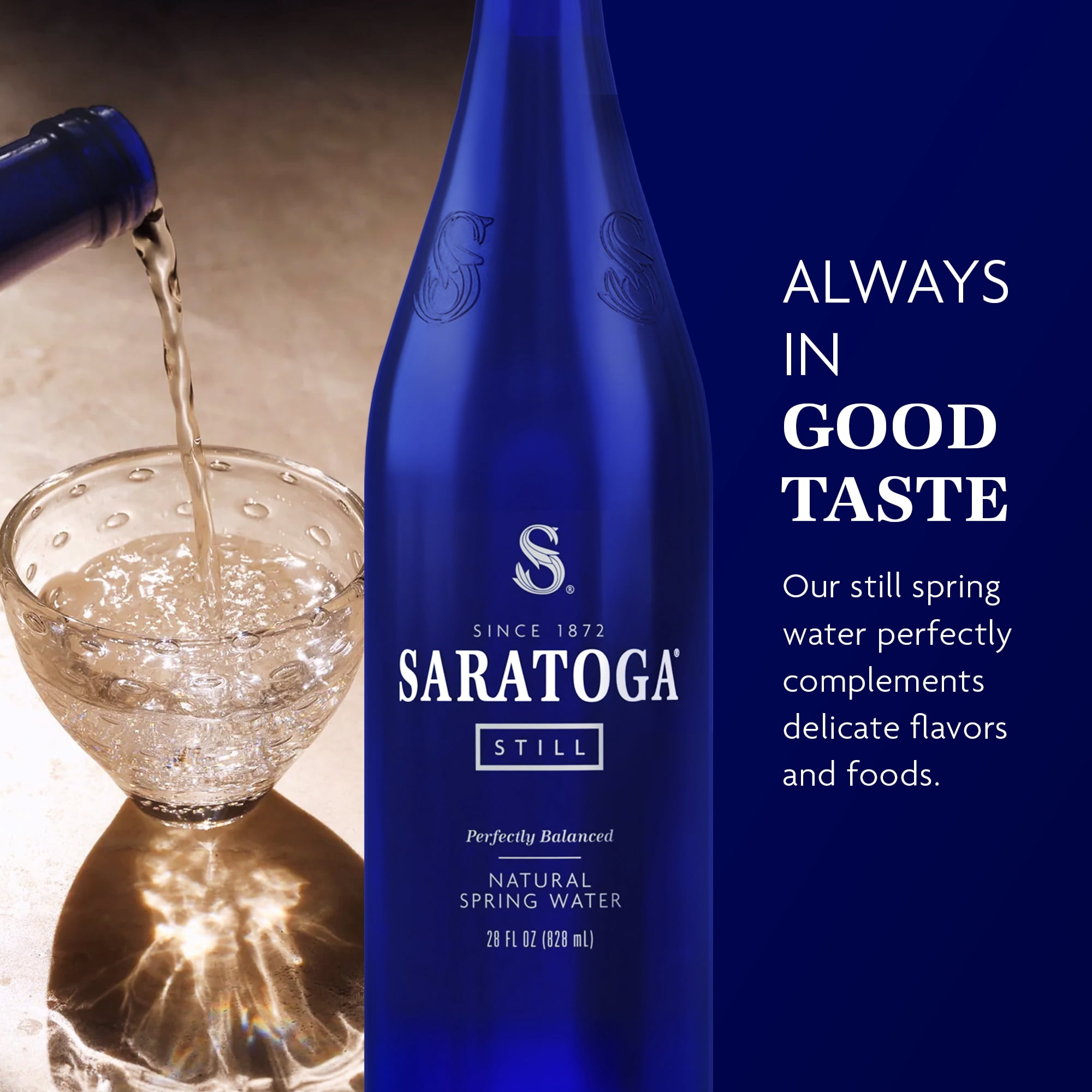 Saratoga Still Spring Water, 28 fl oz, Single Glass Bottle