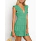 thumbnail image 4 of Mini vestido floral de mujer Vestidos de verano sexy con cuello en V con volantes y mangas aleteadas, 4 of 4