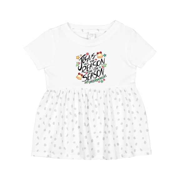 Inktastic Jesus is the Reason for the Season Christmas Bells and Stars Girls Baby Dress