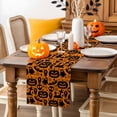 thumbnail image 3 of Table Runner Dresser Scarves 70 Inch Long,Pumpkin Ghost Skull Bat Orange Black Linen Dining Table Runners Halloween Tomb Spiderweb Tabletop Scarf for Wedding Holiday Party Kitchen, 3 of 9