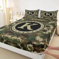 thumbnail image 4 of Erosebridal Boys K Personalized Initial Queen Sheet Sets 4 Pieces,Abstract Camouflage Bed Set, 4 of 5