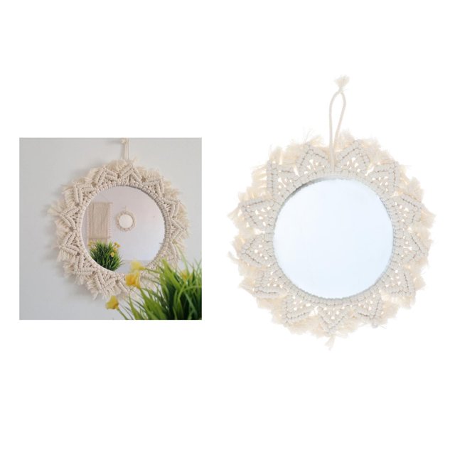 Espejo de Ped de Ratán Espejo de Ped de Ratán Espejo de Ped Colgan Espejo de Ped Boho Decoración Tocador de Mimbre Espejos de C diámetro 35cm Colco espejo para maquillarse