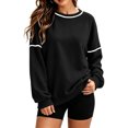 thumbnail image 2 of jehdhy Womens Patchwork Sweatshirts Fall Winter Crew Neck Long Sleeve Shirts Fashion Casual Loose Pullover Tops, 2 of 7