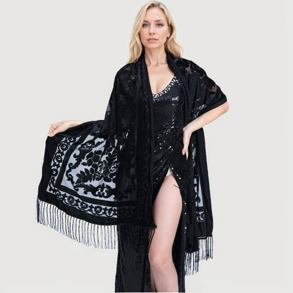 Women Velvet Scarfs Shawls And Wraps For Evening Dresses Shawl Wraps With Fringe Scarves