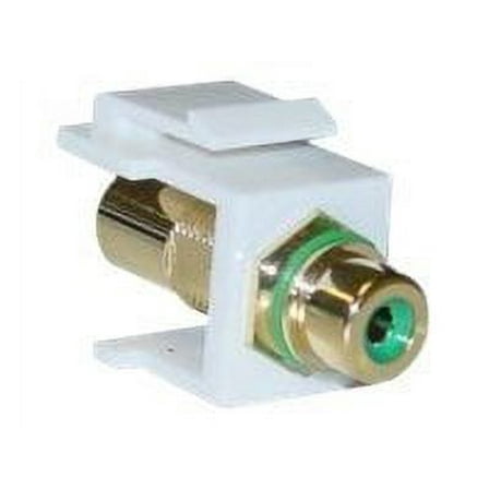 Cable Wholesale Keystone Insert- White- RCA Female Coupler (Green RCA)