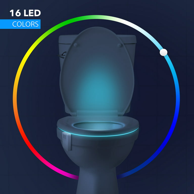 Lumilux Advanced 16-Color Motion Sensor LED Toilet Bowl Night Light, Internal Memory, Light Detection