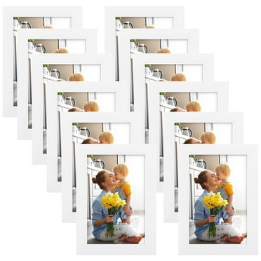 White 4x6 Picture Frame Set of 12, Multi White Woodgrain 4 by 6 Photo Frames Bulk for Wall or Tabletop Display
