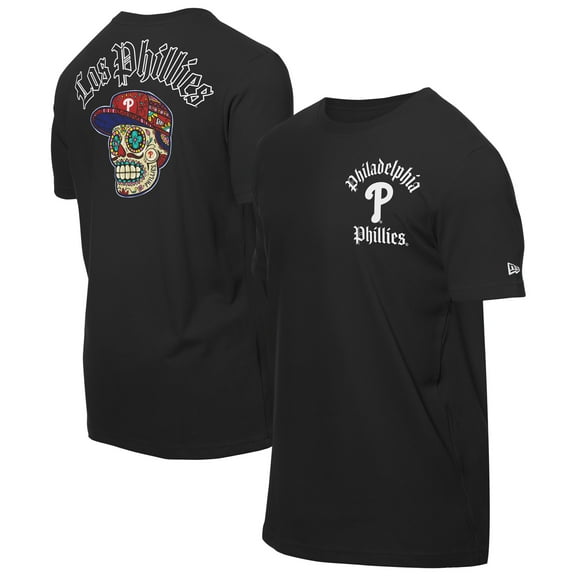 Men's New Era Black Philadelphia Phillies Sugar Skulls T-Shirt