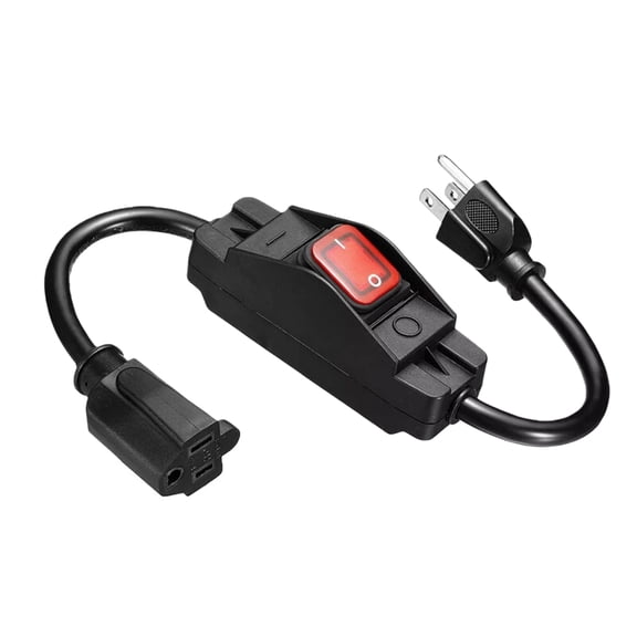 ARCADORA 3 Prong Outdoor Extension Cord with Switch 45cm 15A 125V 1875W for Appliances IP66 Waterproof Male to Female SJTW