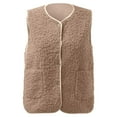thumbnail image 3 of larppty Womens Fleece Vest Sherpa Casual Jacket Button Down Lightweight Fuzzy Outerwear Vests With Pocket 2025 Fall Fashion (Khaki, 5XL), 3 of 3