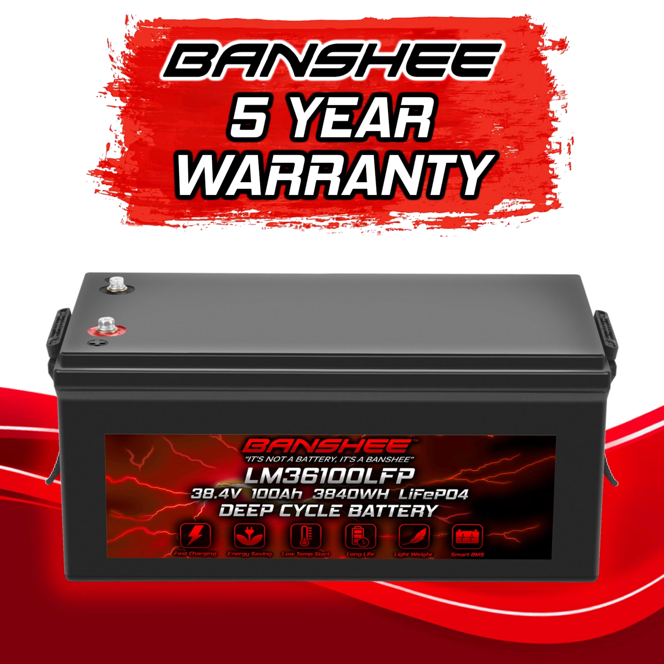 Banshee 36V 100Ah Golf Cart LiFePO4 Lithium Battery 1C 3.84kW For 36V/72V Carts