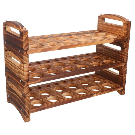 Wooden Egg Holder -Wooden Tray Holds Stackable 36 Fresh Eggs - Countertop Storage Rack