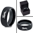 thumbnail image 4 of Tungsten Bunny Rabbit Running Hare Band Ring 8mm Men Women Comfort Fit Black Dome Brushed Polished, 4 of 4